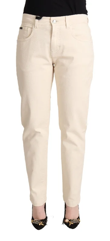 Seasonal Picks Dolce & Gabbana Chic  Skinny Boyfriend Jeans with Logo Women's Plaque