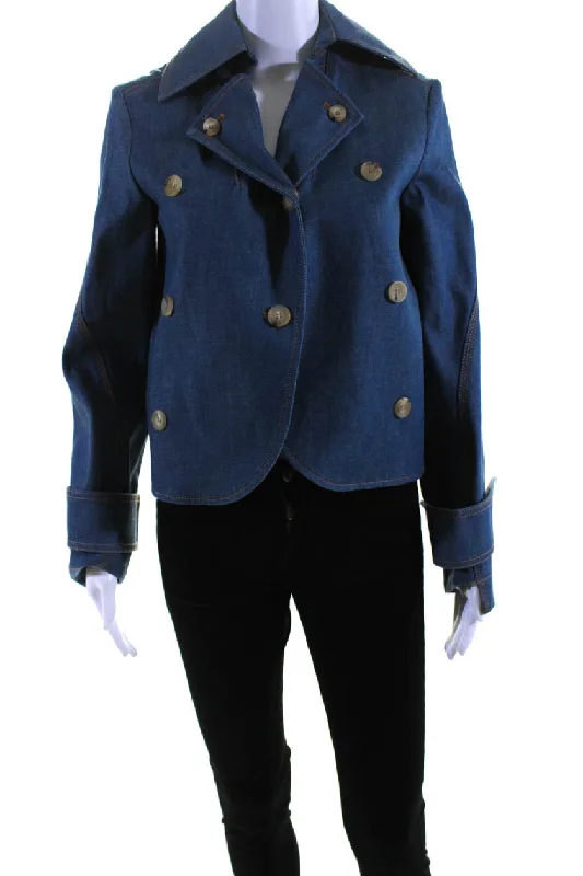 Luxury Comfort Lanvin Womens Double Breasted Unlined Denim Blazer Jacket Cloud Blue Luxury Comfort Lanvin Womens Double Breasted Unlined Denim Blazer Jacket Cloud Blue