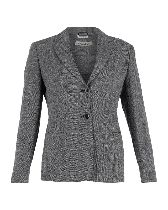 Refined Simplicity Max Mara Single Breasted Blazer in Grey Cotton