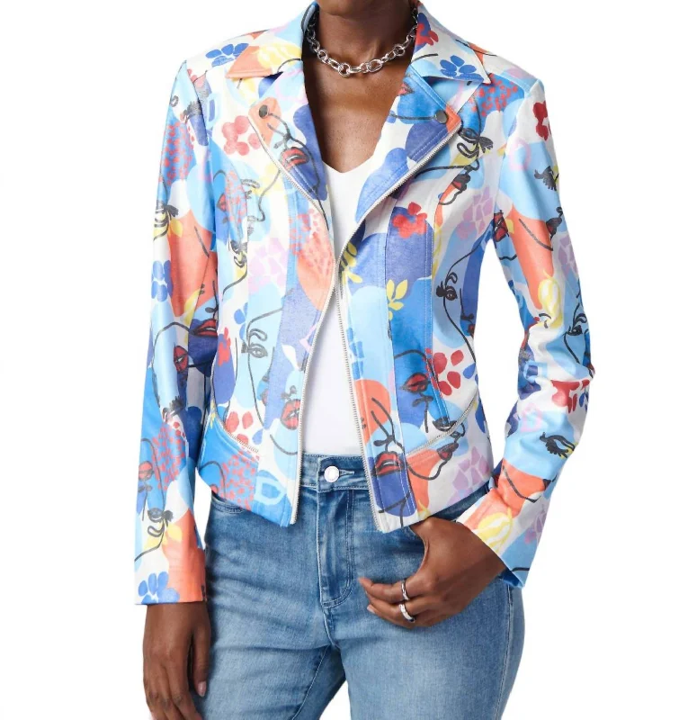 Casual Weekend Relaxed Style Floral Print Jacket In Multi