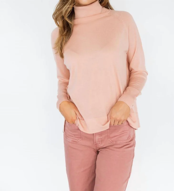 Vintage Style Clothing Sale Turtle Neck Sweater In Petal