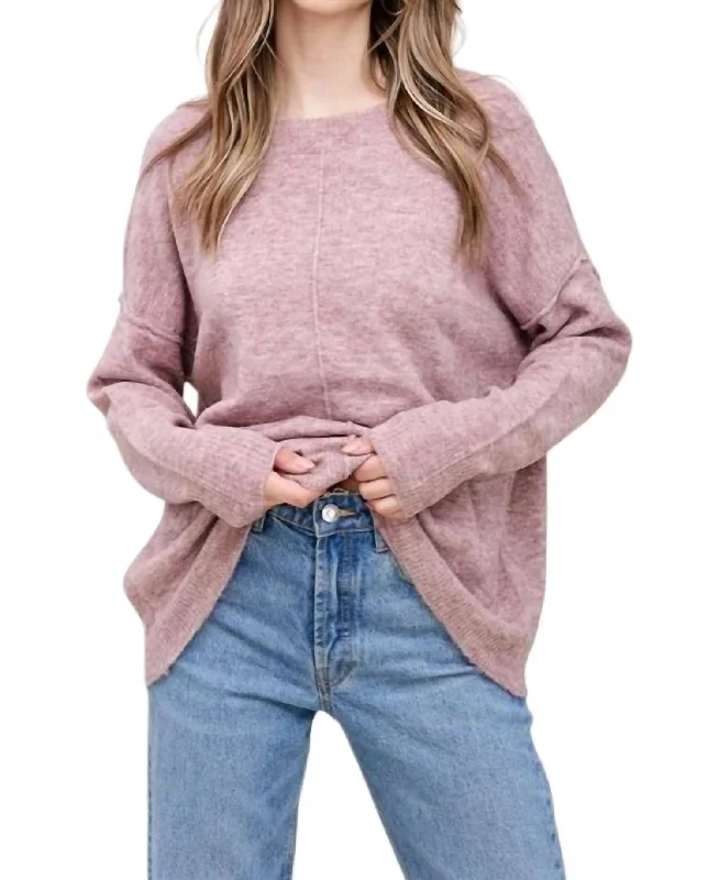 Low Price Special Out Seamed Pullover Sweater In Mauve