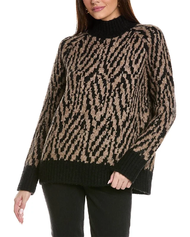 Holiday Glam Reiss Joanna Animal Pattern Wool-Blend Roll Neck Jumper