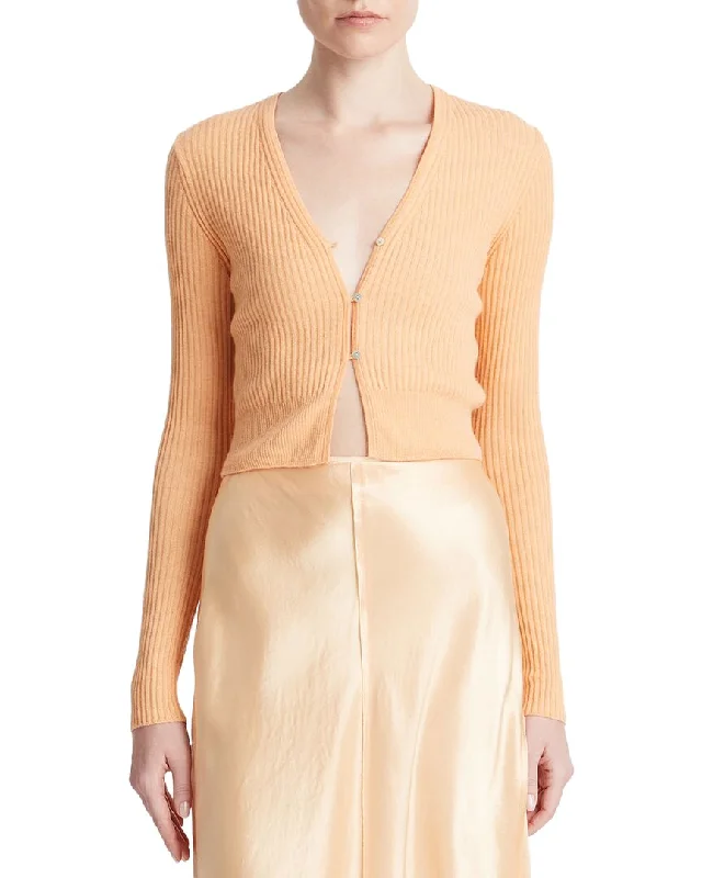 Casual Weekend Relaxed Style Vince Shrunken Button Cashmere & Silk-Blend Cardigan