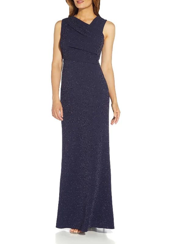 New Season Fashion Preview Womens Metallic Asymmetric Evening Dress
