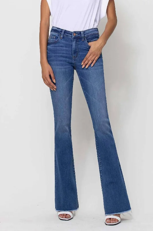 Quick Grab Deals Alison Raw Hem Mini Flare Jeans In Sunfaded