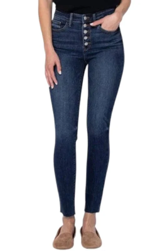 Exclusive Sale Classic Buttonfly Cutoff Skinny Jeans In Dark Wash